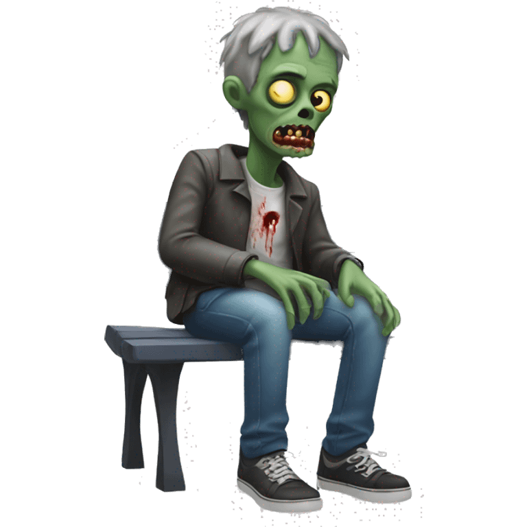 Zombie sitting on a park bench emoji