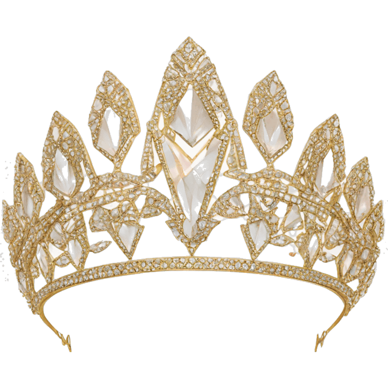 art deco tiara gold crystals no background emoji