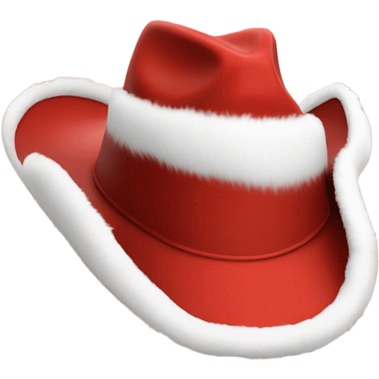 red cowboy hat that mimic the style of a santa hat that is red with white fur trim emoji