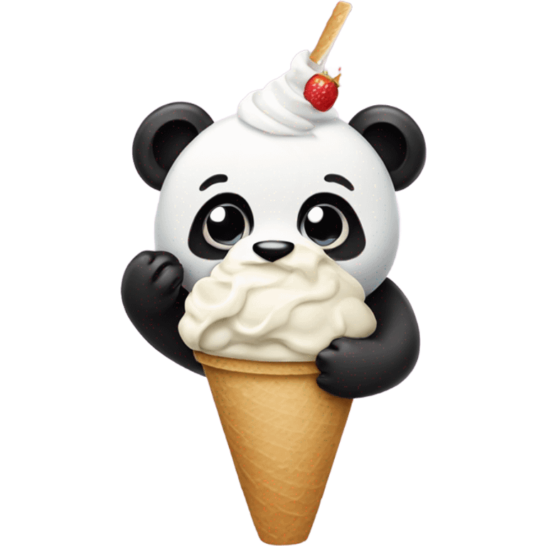 Panda eating ice cream emoji