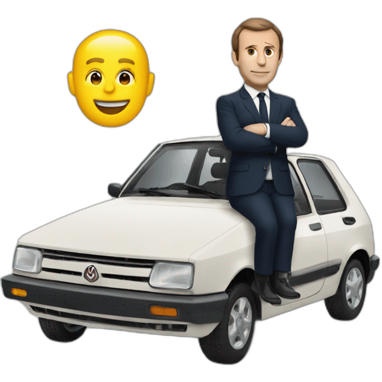 Macron with a car emoji