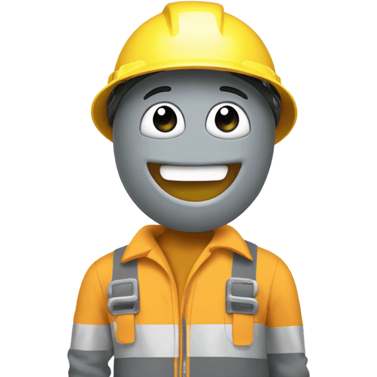 smiley in a construction helmet with thumbs up, wearing a grey boiler suit emoji