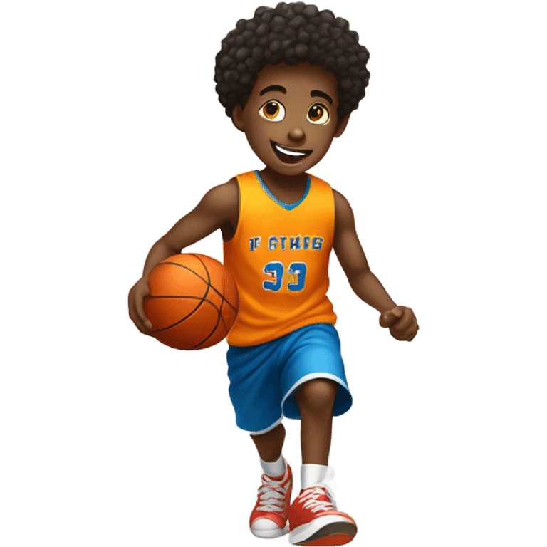 Black kid playing basketball  emoji