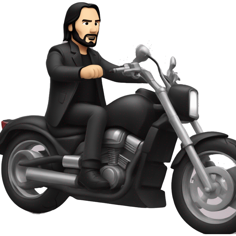 A TOK emoji of John wick, riding motorcyle emoji