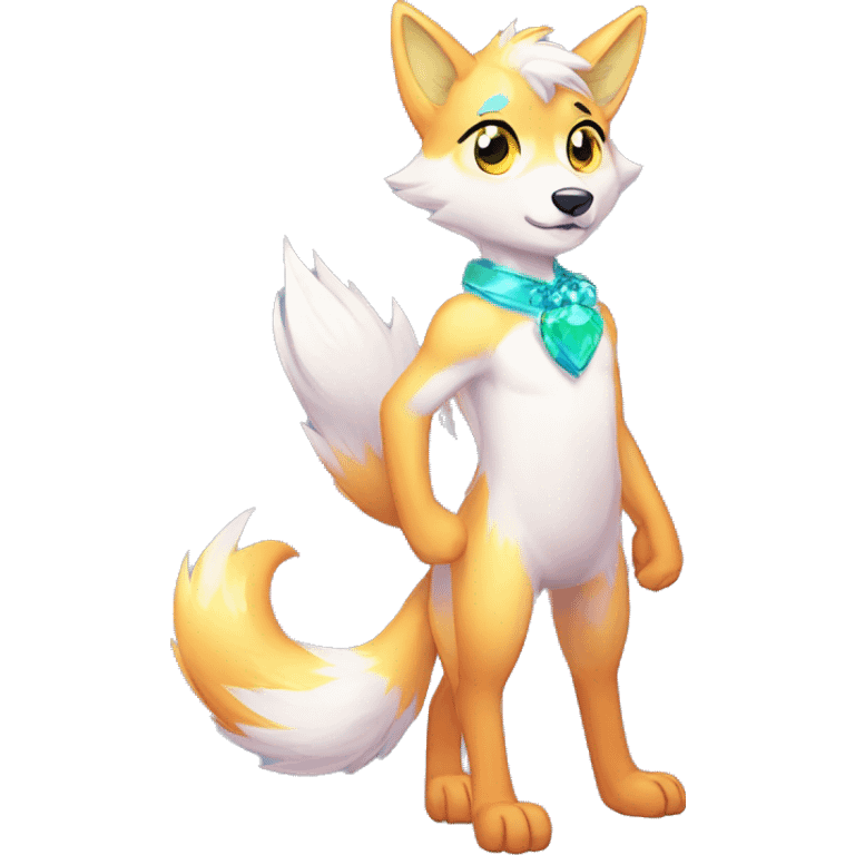 Colorful Shiny Fionbri-Falvie-sparkle-wolf-sona full body emoji