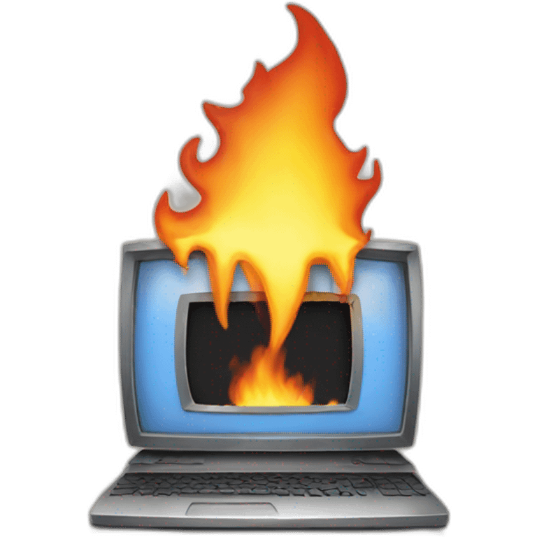 Burning computer emoji