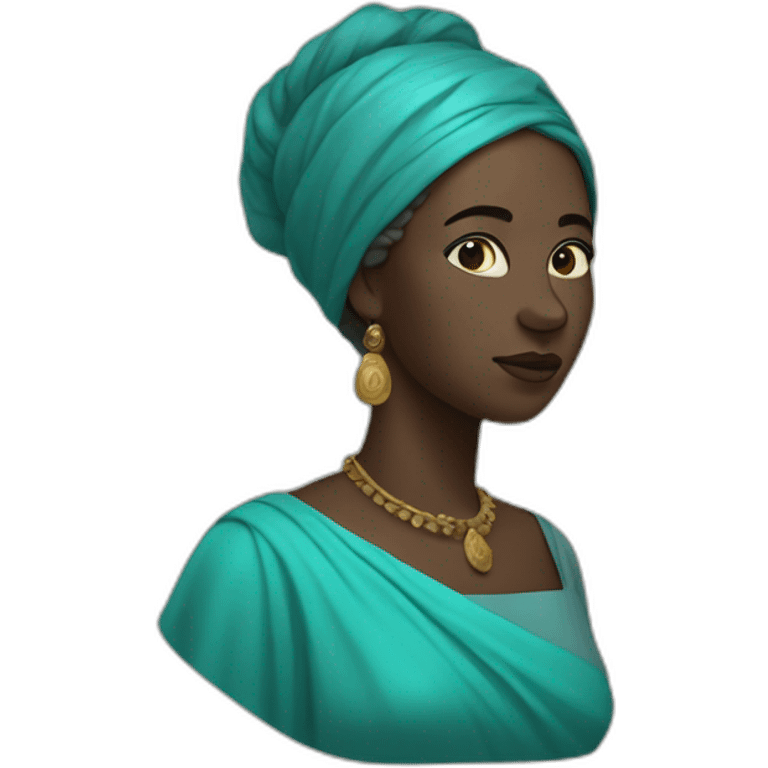 A black woman from 1 th century,short hair, cyan gown emoji