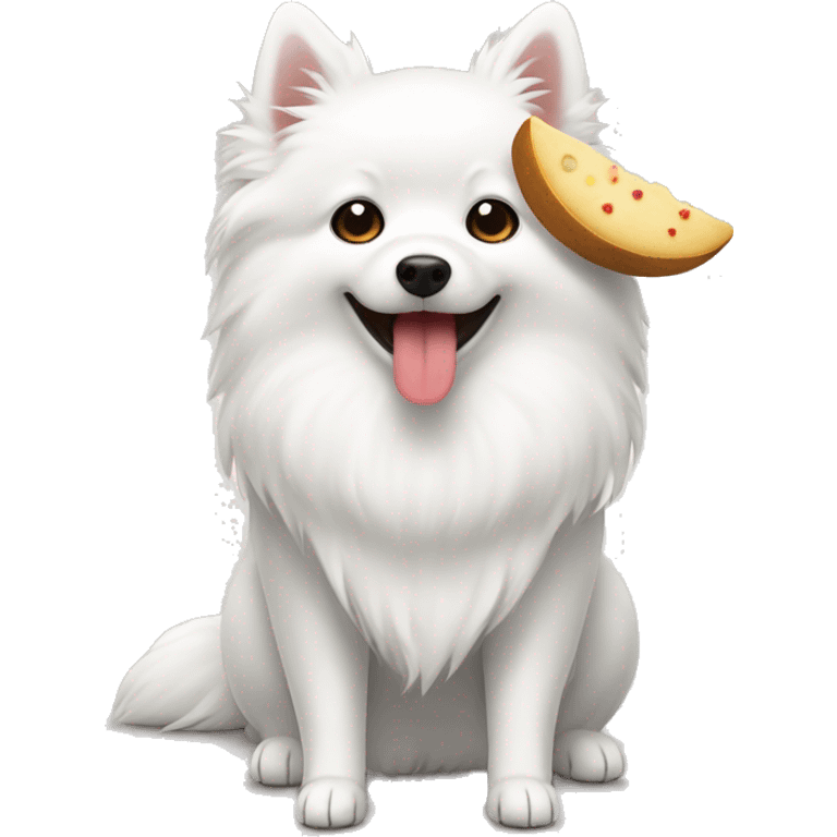 Japanese spitz eat the food emoji