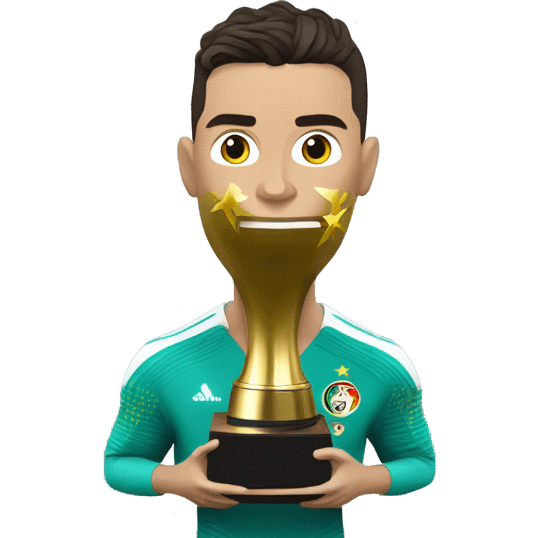 cristiano ronaldo con la copa del mundo emoji