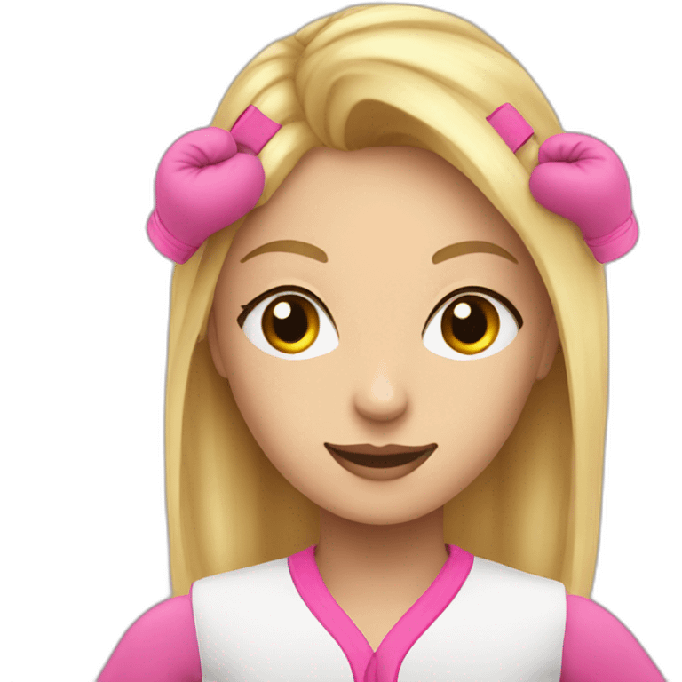 blonde girl with pink boxing gloves emoji