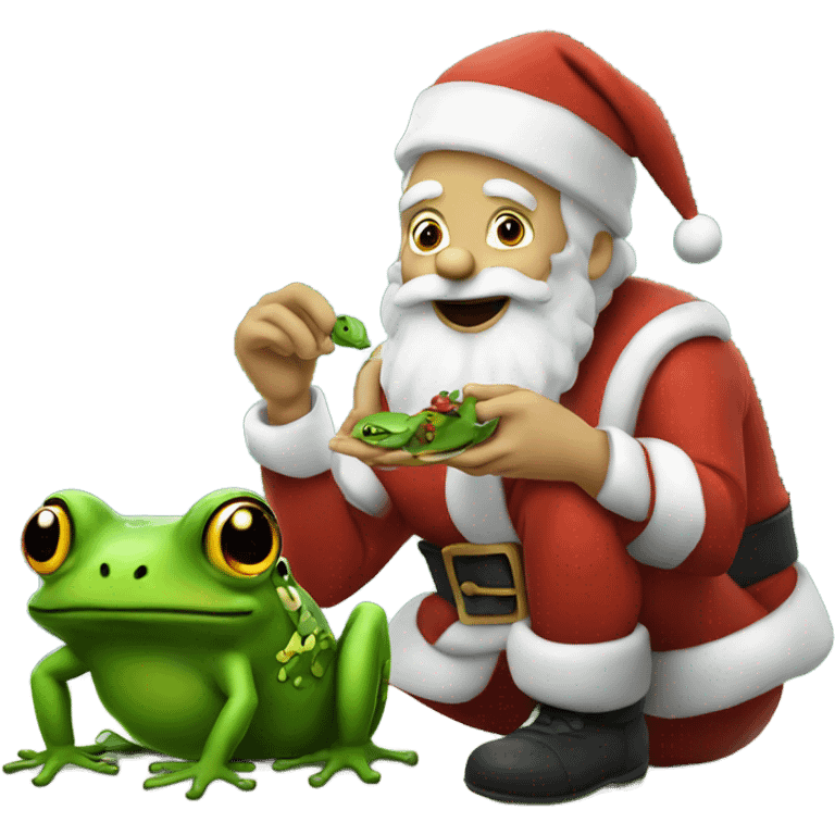 Santa eating a frog emoji