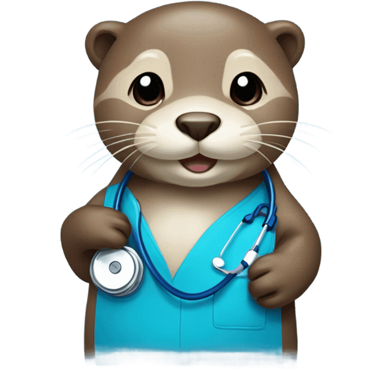 Otter in nursing scrubs emoji