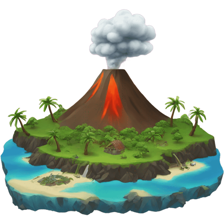 island with volcano emoji