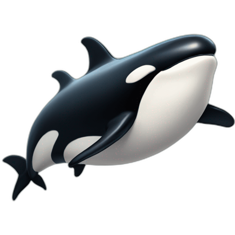 Anthropomorphic killer whale sticking out its tongue emoji