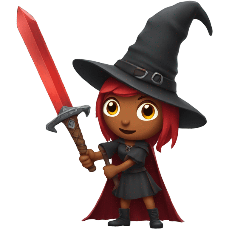 Red witch holding a sword emoji