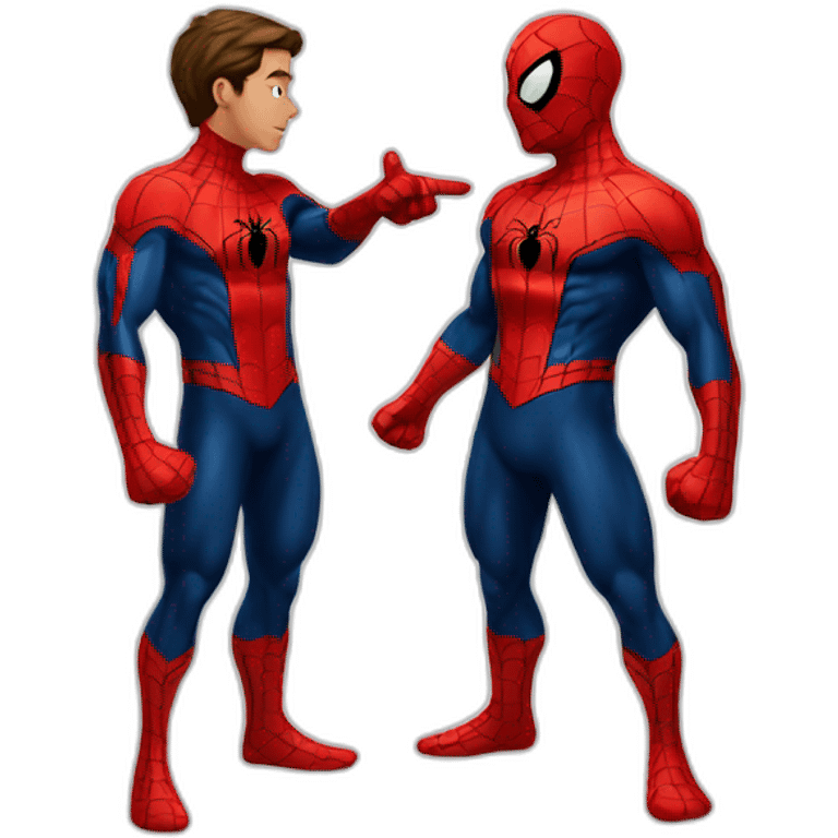 standing spiderman pointing at spiderman emoji