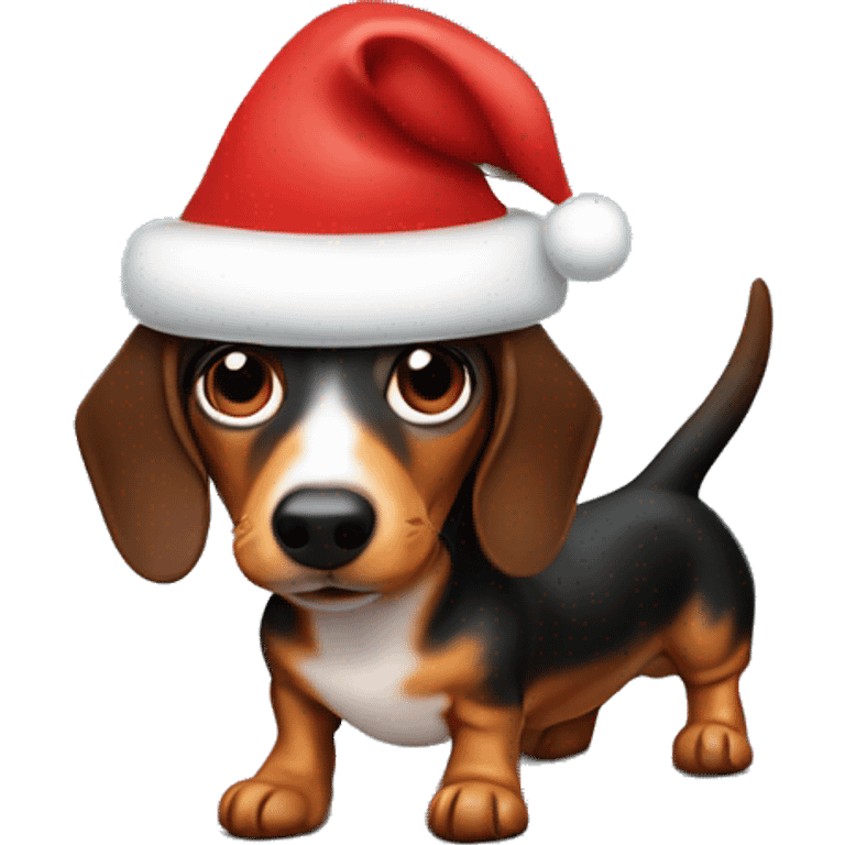 weiner dog with santa hat emoji