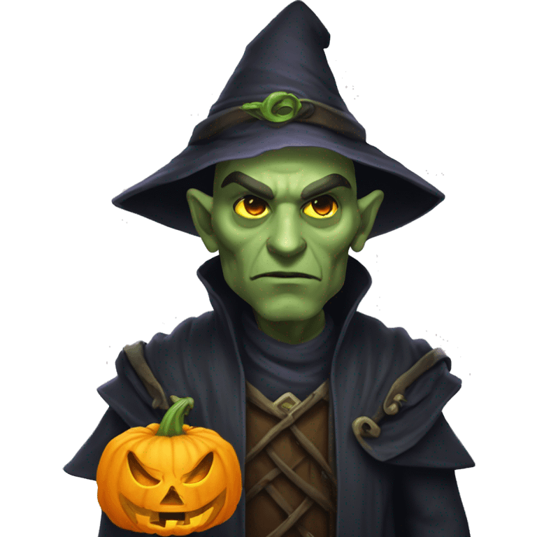 half-orc male wizard necromancer pumpkin emoji