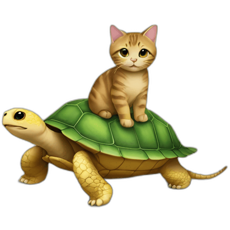 Un chat sur une tortue emoji