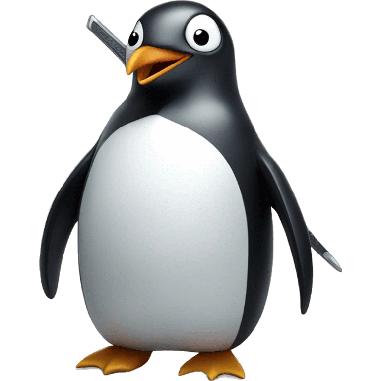 penguin with a sword in its mouth emoji