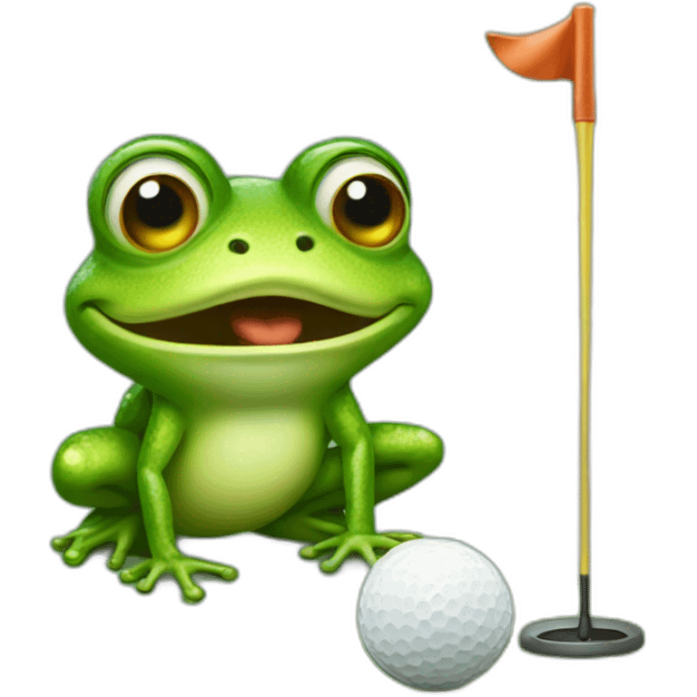 Frog standing up putting a golf ball into hole emoji