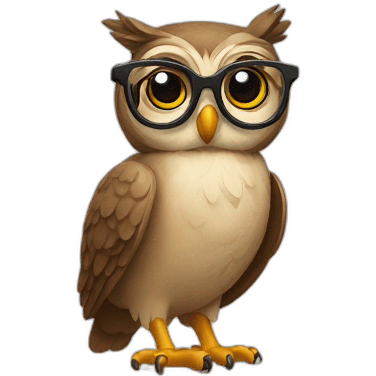 Owl with smart specs emoji