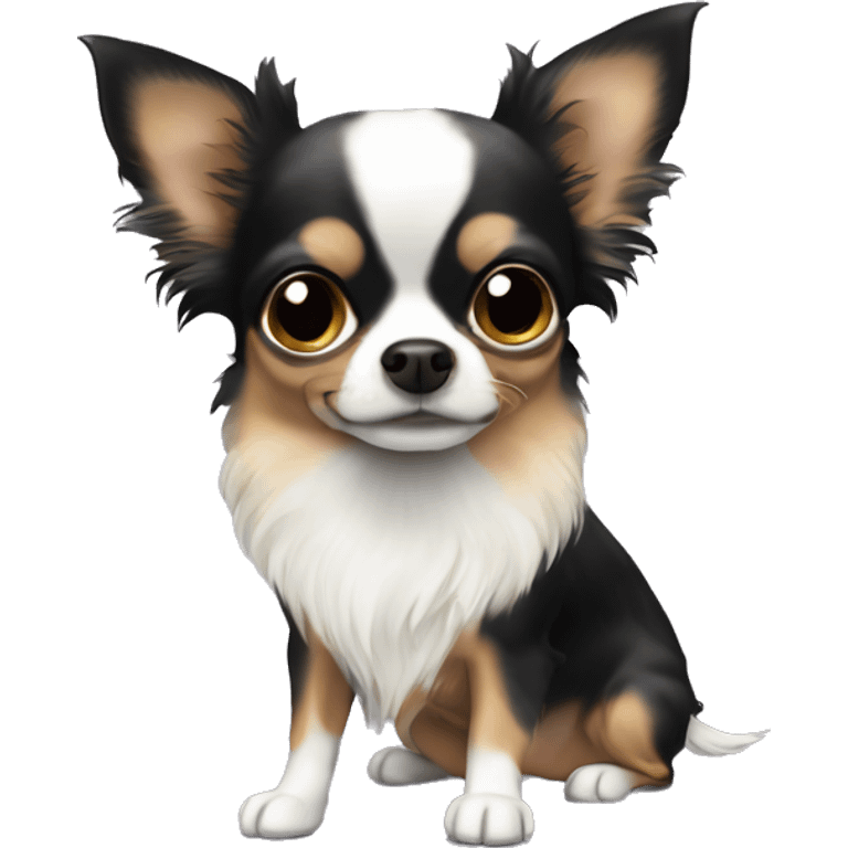 Black and Merle long haired chihuahua  emoji