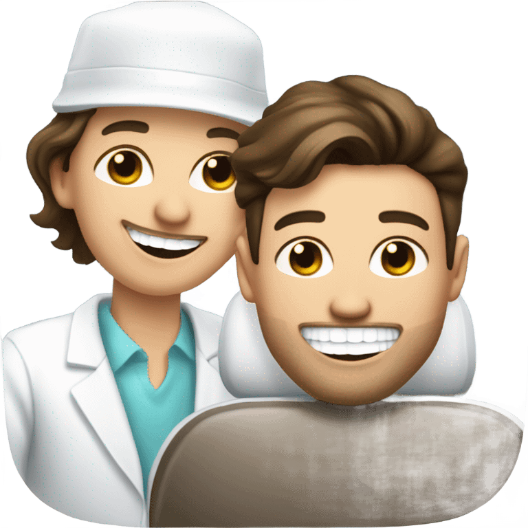 Brunette man with hat getting veneers  emoji