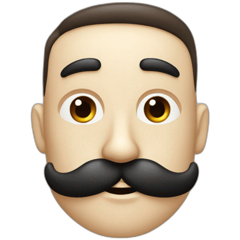 Visage fin petite moustache noir yeux noir cheveux brun plaqué à droite emoji