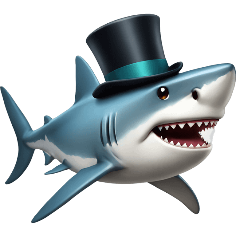 Shark with a top hat emoji