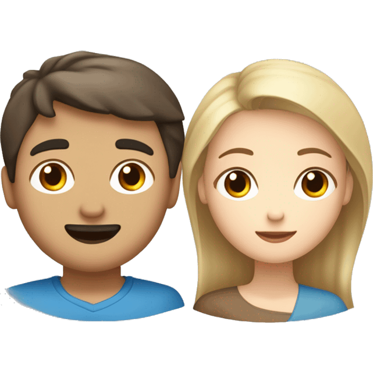 un homme allemand blond au yeux bleu et une femme chinoise brune au yeux marrons clair qui se mari emoji