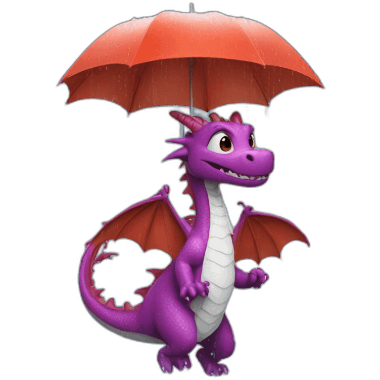 A dragon splashing in the rain without an umbrella emoji