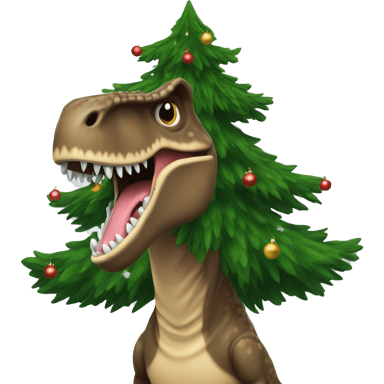 T. rex a Christmas tree emoji