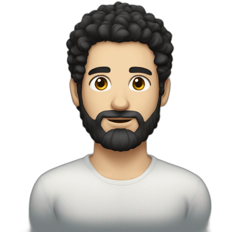 young white man with frizzy black hair and full beard emoji