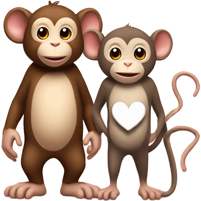 Mouse and monkey standing beside with a white heart above them emoji