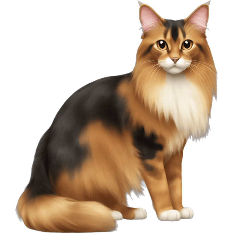 Somali Cat Breed Full Body calico long hair emoji