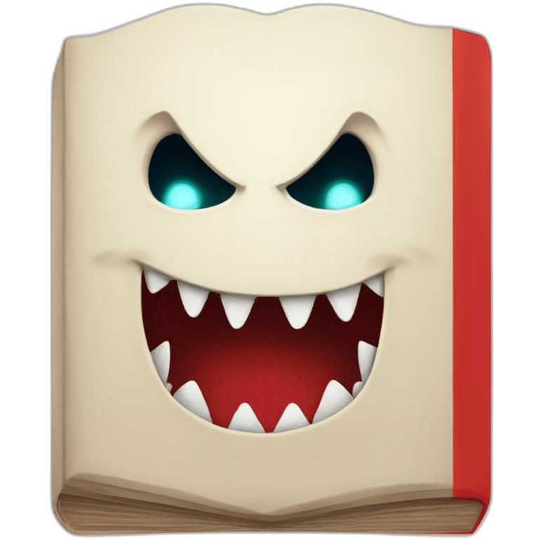 evil book with sharp teeth with red around mouth emoji