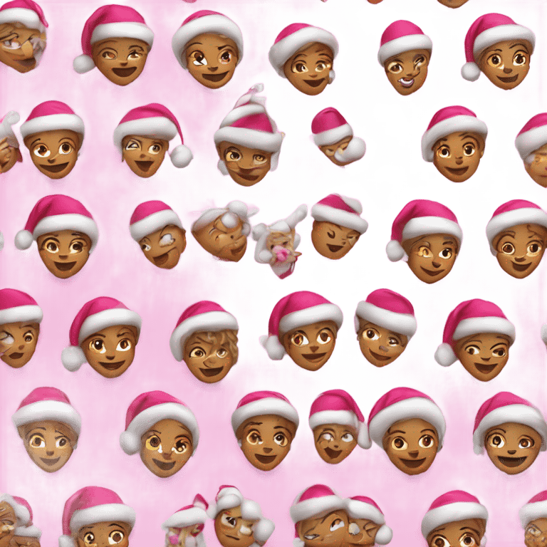 happy girl in pink dress as Mrs Santa Claus emoji