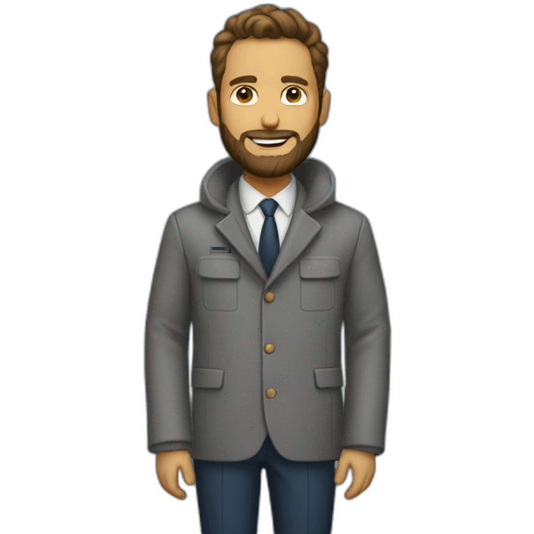 A full man image with coat and suite with beard and coolers emoji