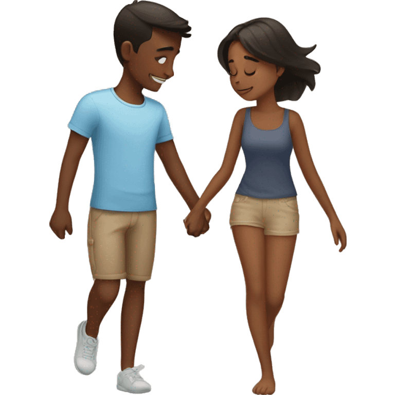 Brown skin boy and girl best friends air hugging from far away emoji