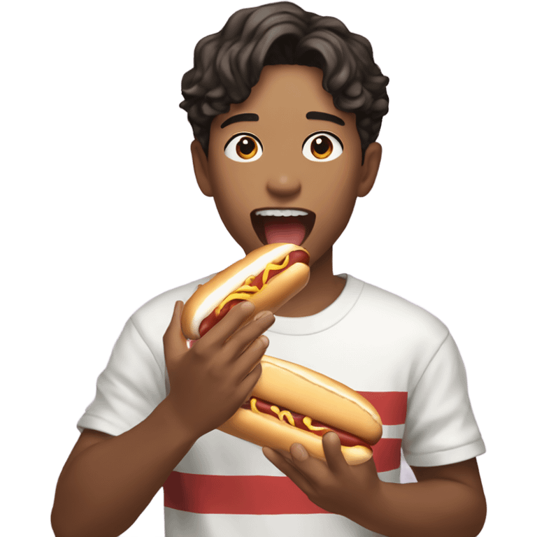 Kpop boy eating a creamy hot dog emoji