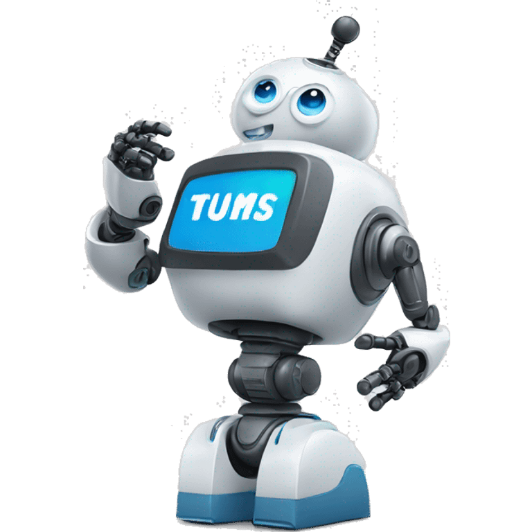 robot holding up a tums up emoji