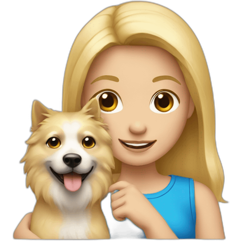 Blonde girl holding spitz emoji