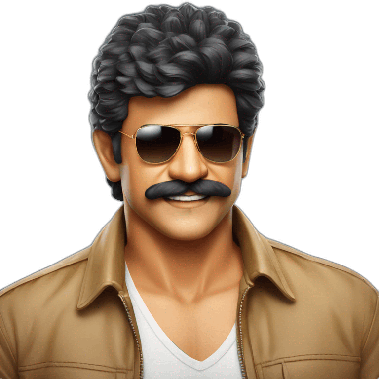 Shivaraj kumar Kannada actor wearing ray ban slight beard and mustache emoji