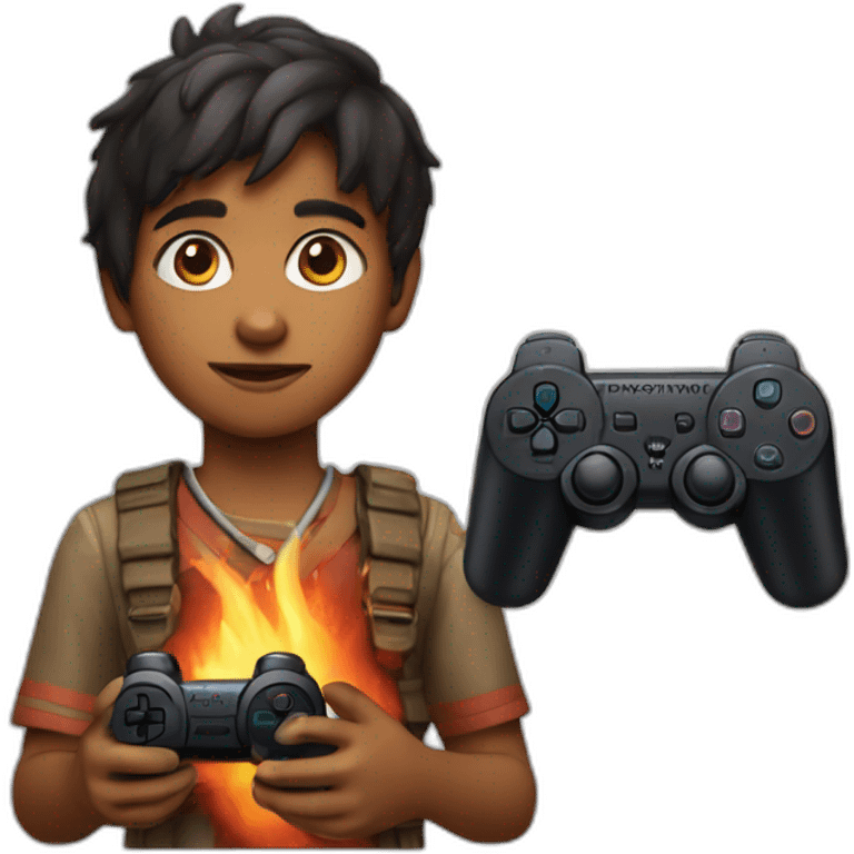 Indian Child With a PlayStation Fire Controller emoji