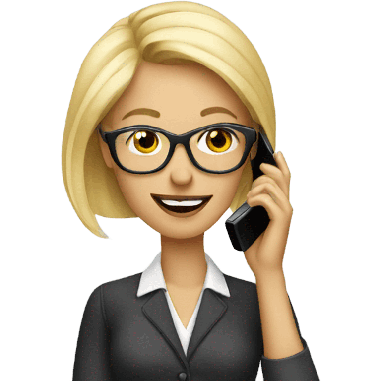 Elegant Blonde woman wearing glasses calling on cell phone emoji