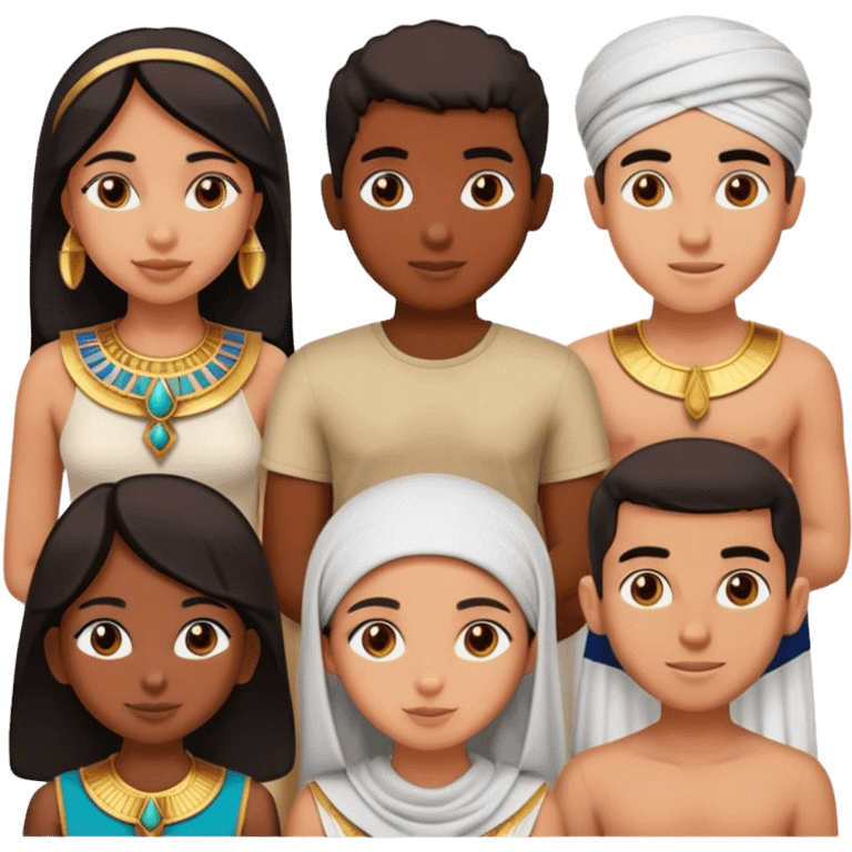 5 bestfriends, 1 south adian girl, 1 Egyptian boy, persian girl, 1 moroccan boy , 1 black boy emoji