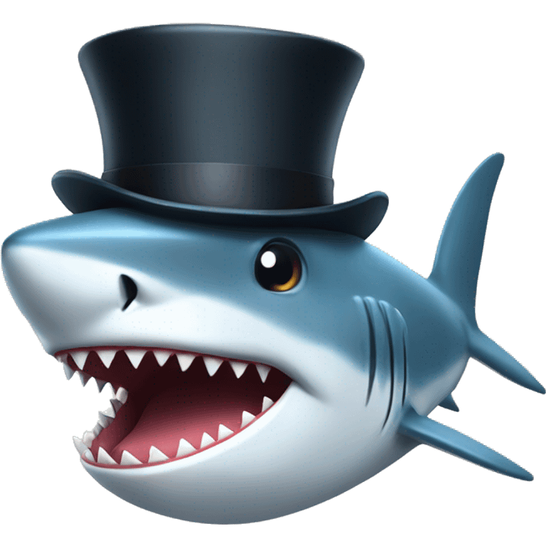 Shark with a top hat emoji