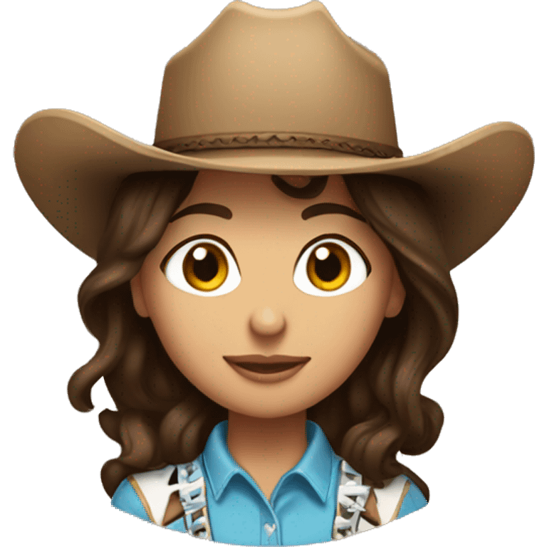 rodeo girl brunette cowboy hat emoji