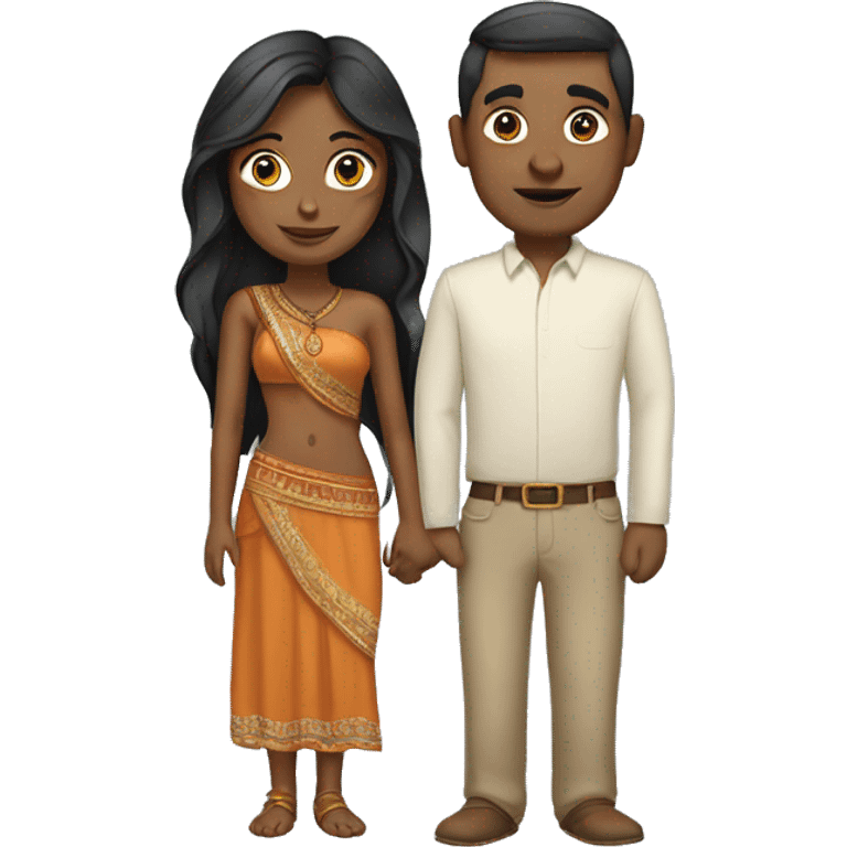 Pretty indian woman and white man emoji